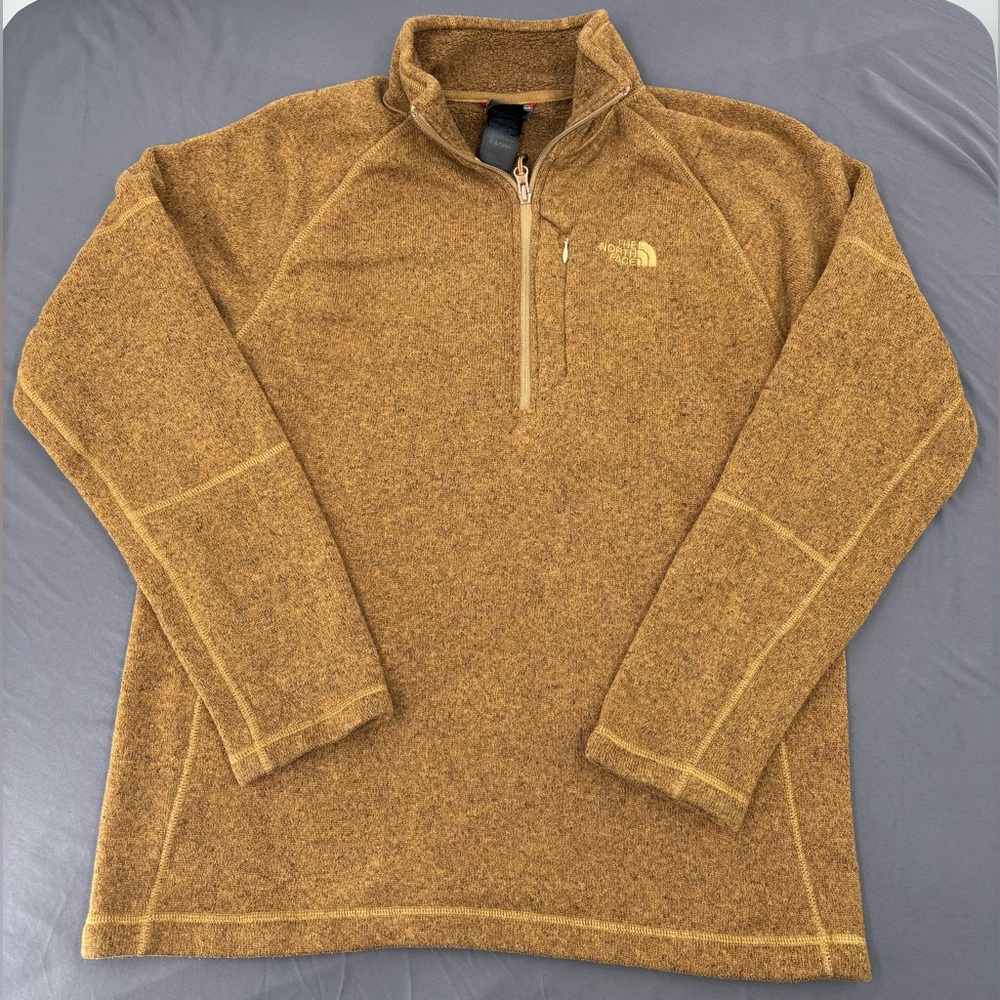 The North Face Men’s L Quarter Zip Fleece Pullover Gold Brown Sweater Jacket